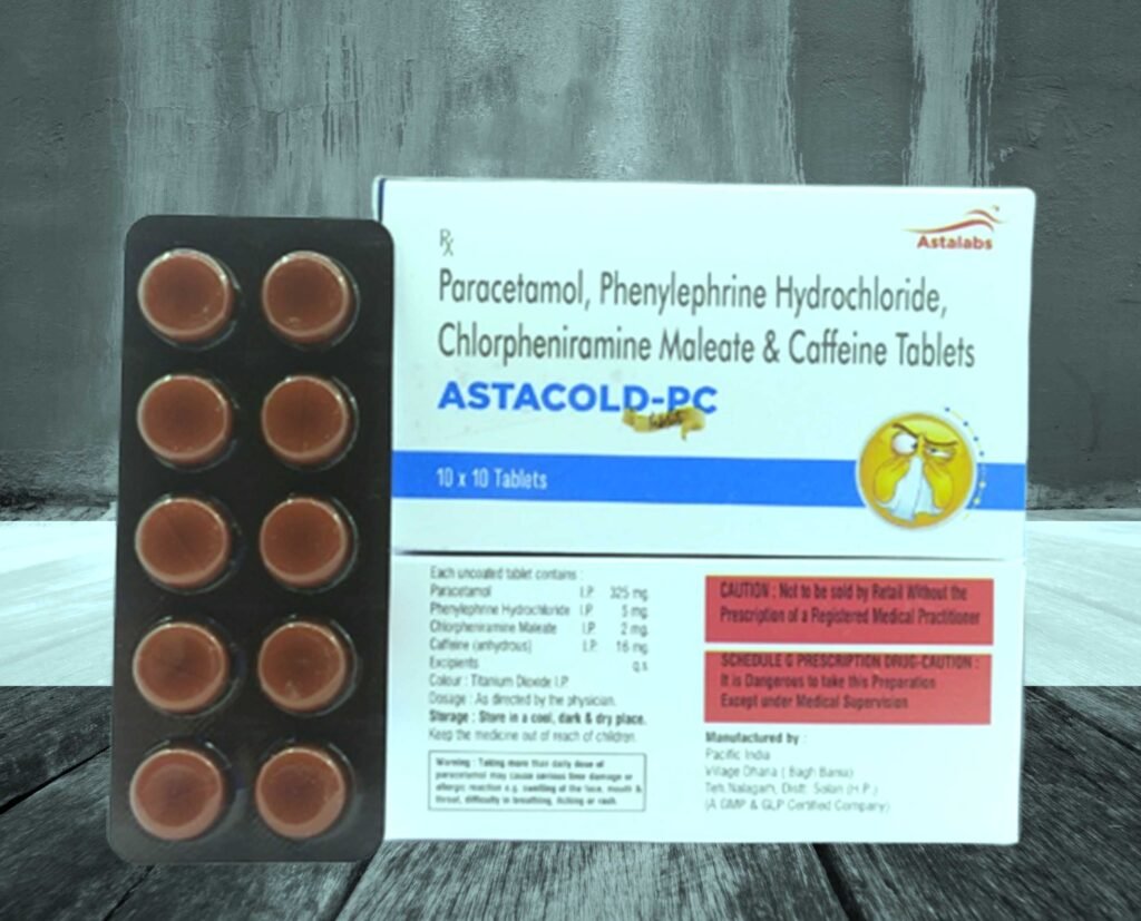 PARACETAMOL 500 +PHENYLEPHRINE 5 MG + CAFFEINE 30 MG+ DIPHENHYDRAMINE 25 MG