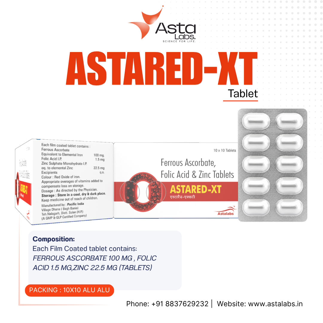 Astared-XT Tablet | Ferrous Ascorbate, Folic Acid & Zinc
