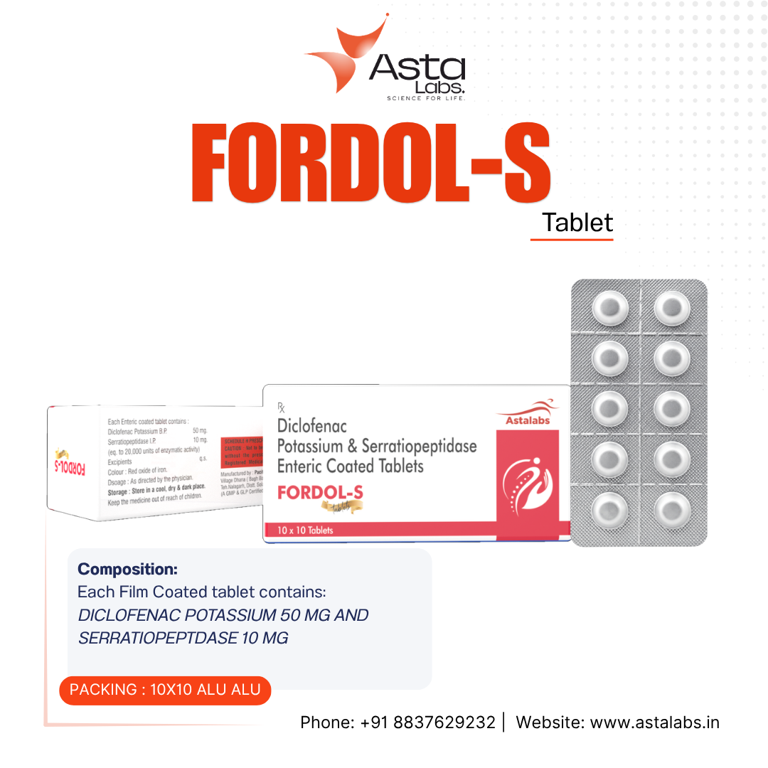 FORDOL-S Tablet | Diclofenac 50mg & Serratiopeptidase 10mg
