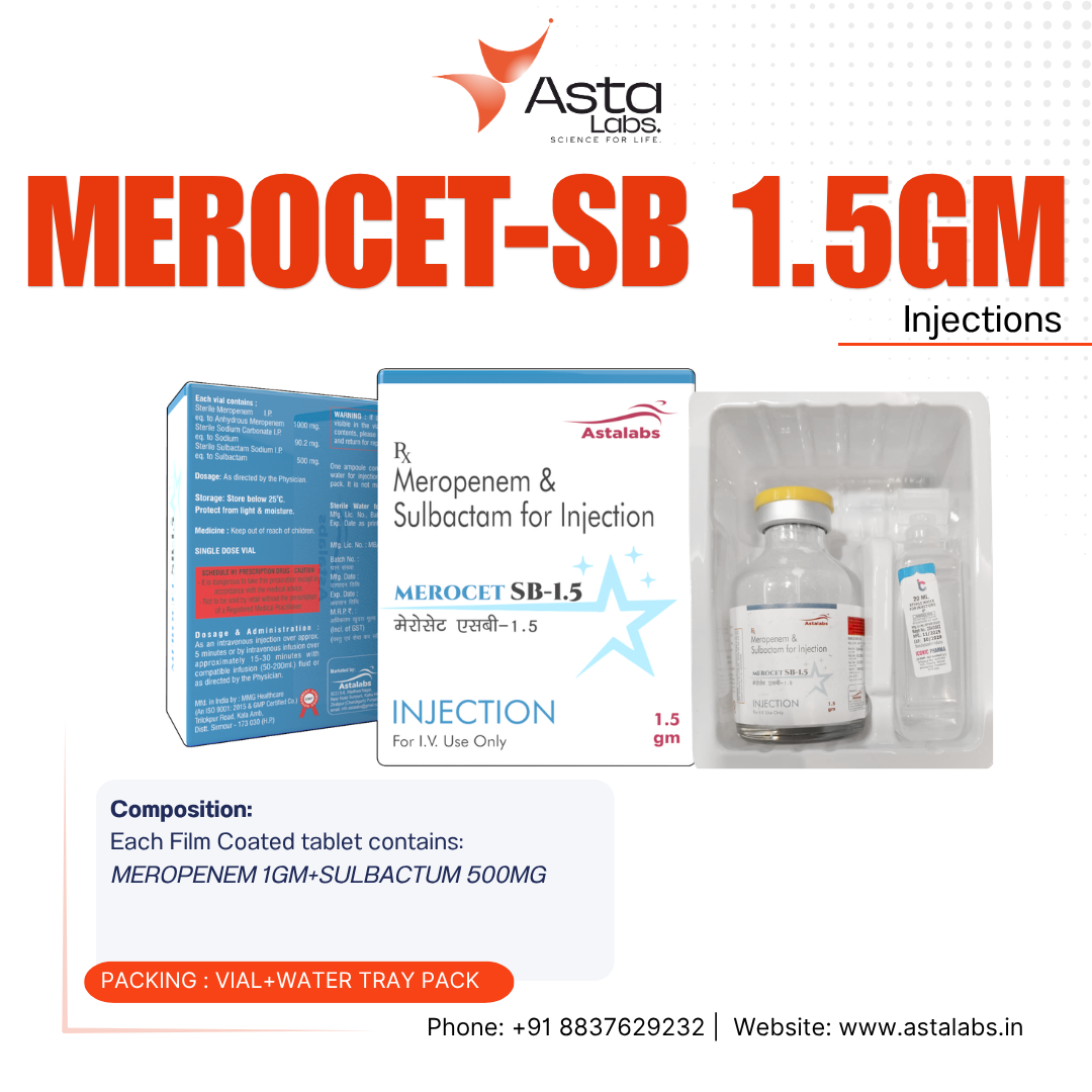 MEROCET-SB 1.5GM Injection – Meropenem 1 g + Sulbactam 500 mg