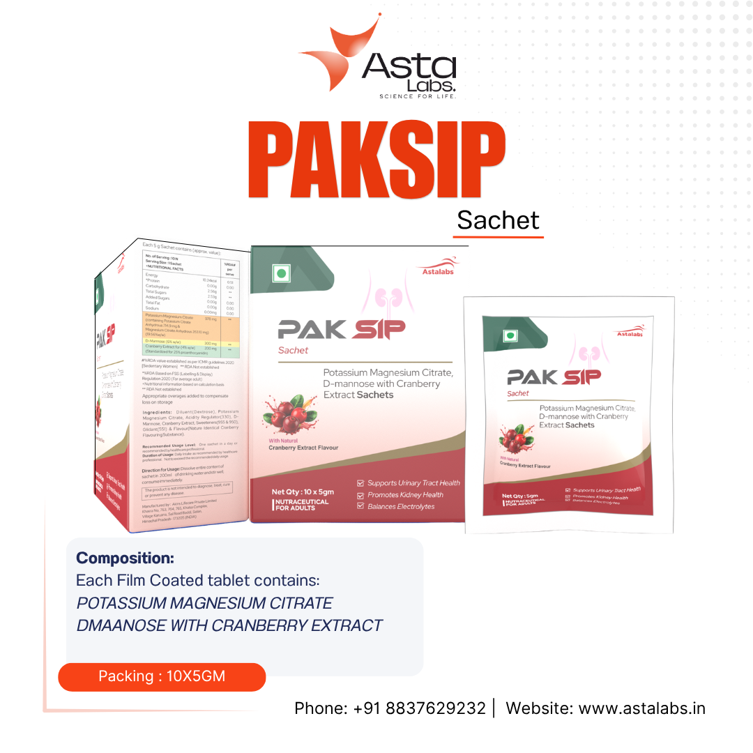 PAKSIP Sachet – Potassium Magnesium Citrate, D-Mannose and Cranberry Extract