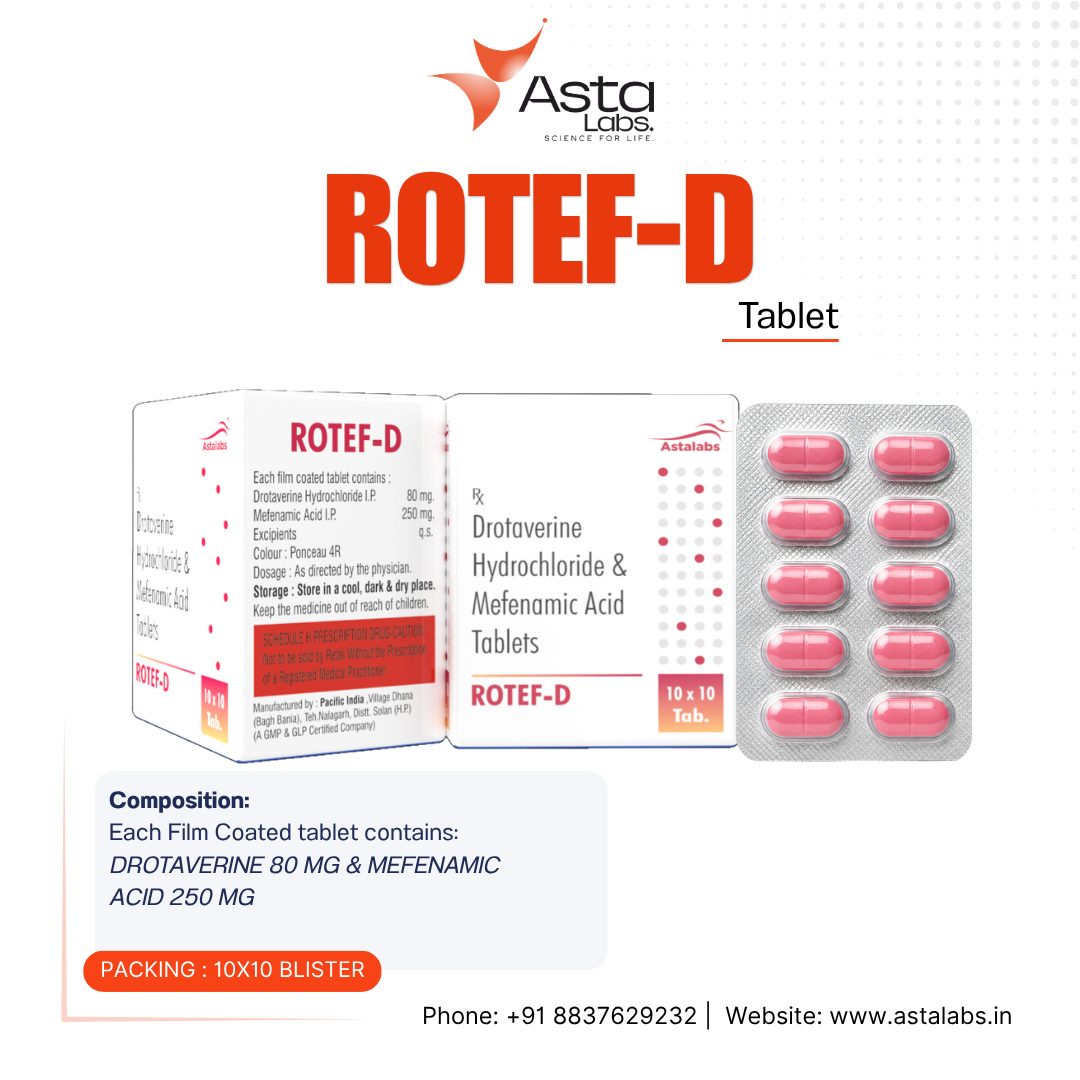 ROTEF-D Tablets – Drotaverine Hydrochloride 80 mg and Mefenamic Acid 250 mg