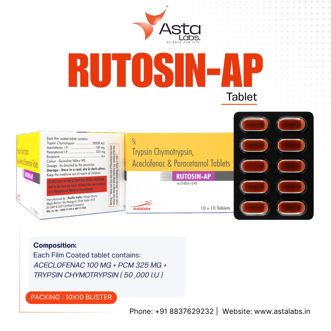 RUTOSIN-AP Tablets – Trypsin Chymotrypsin Aceclofenac and Paracetamol