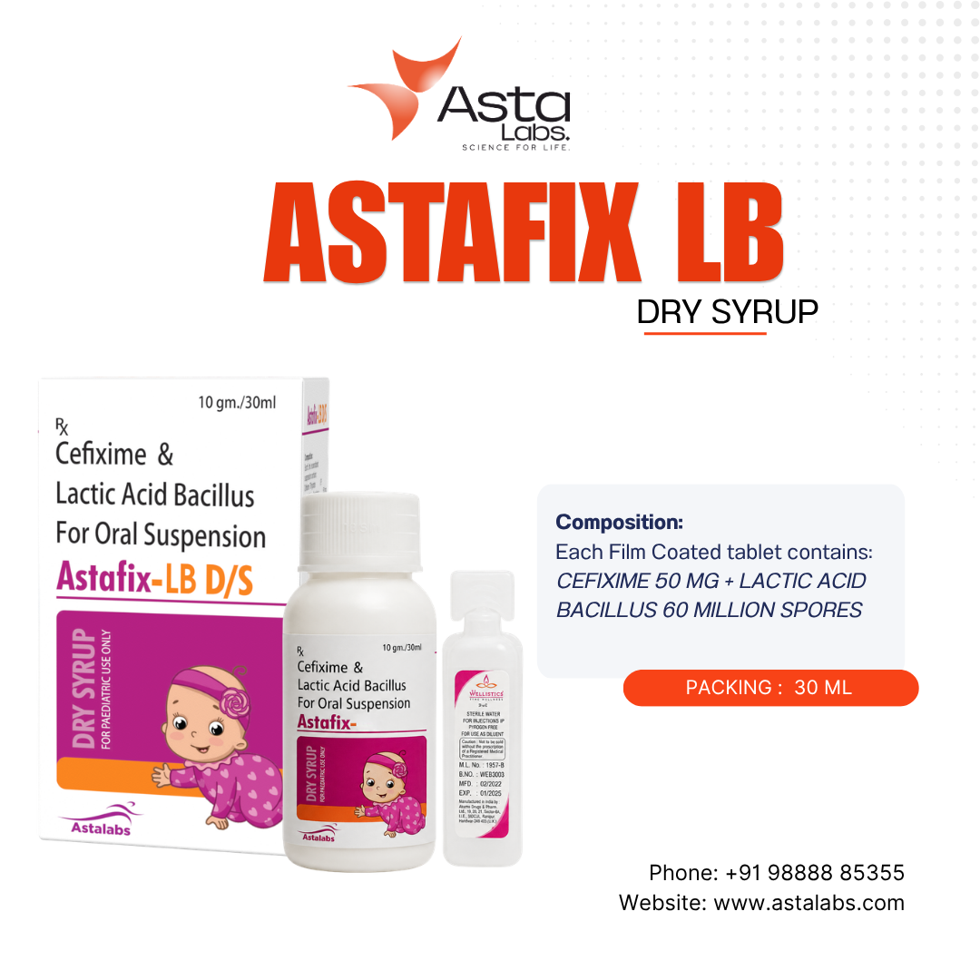 Astafix-LB Dry Syrup | Cefixime 50mg & Lactic Acid Bacillus