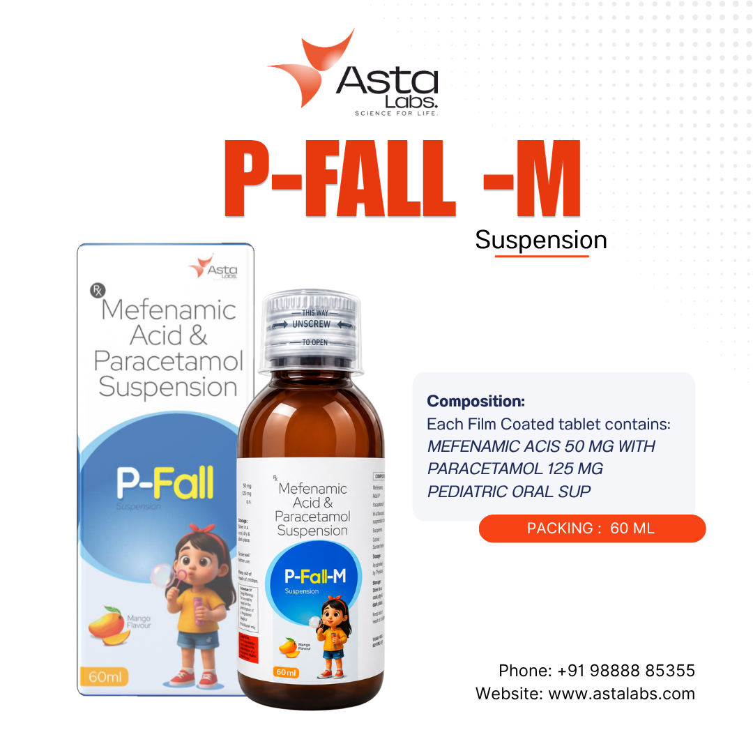 P-FALL-M Suspension | Mefenamic Acid 50mg + Paracetamol 125mg