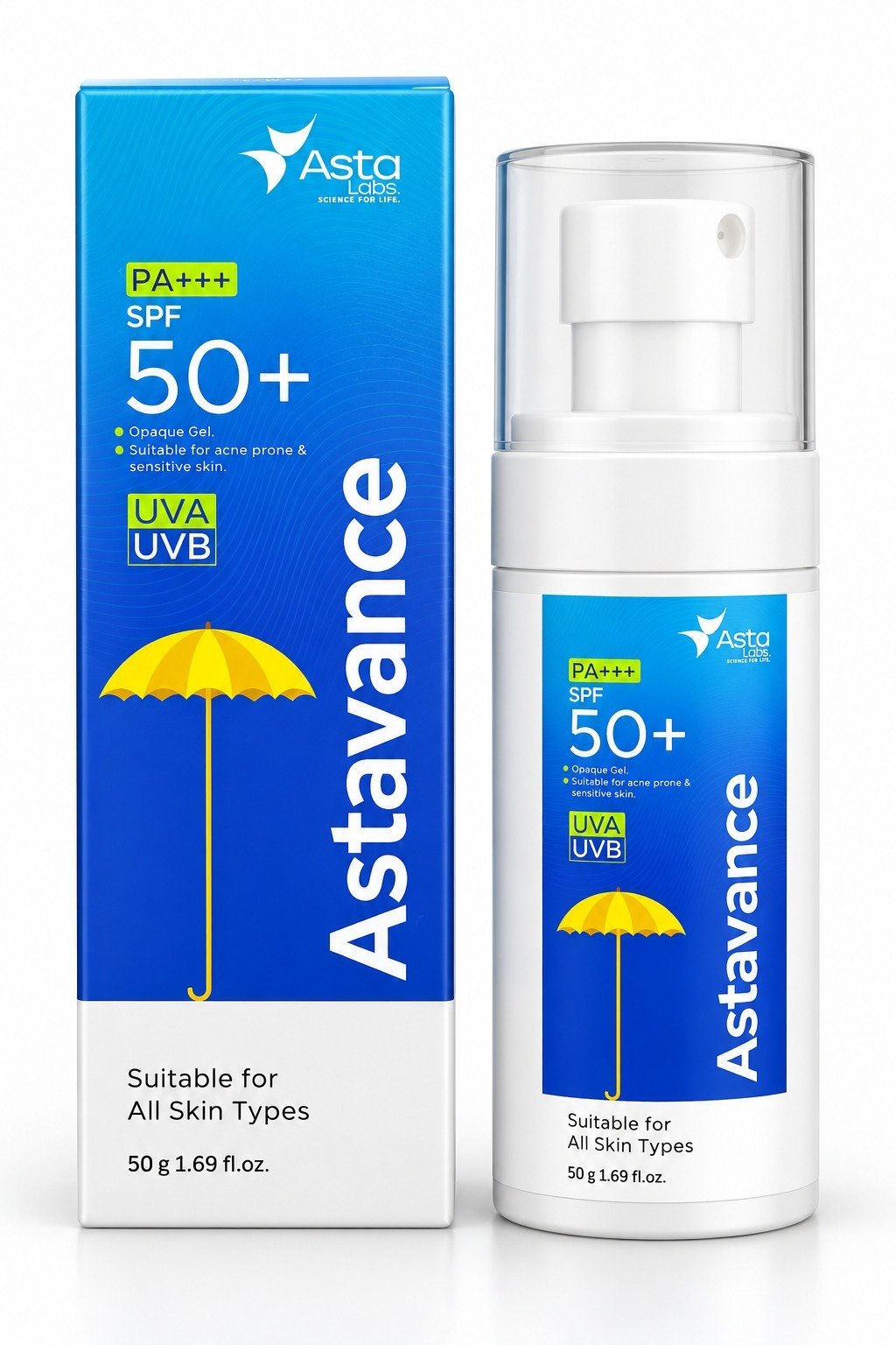 Asta Labs Astavance SPF 50+ PA+++ opaque gel sunscreen 50g